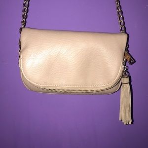 Nude cross body purse